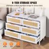 VEVOR 6 Drawer Rattan Dresser, Boho Dresser, Rattan Chest of Drawers with Spacious Storage, Natural Rattan Dresser for Bedroom, Living Room & Hallway