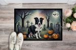 NEW Border Collie Spooky Halloween Doormat Front Door Mat Indoor Outdoor Rugs for Entryway, Non Slip Washable Low Pile, 18H X 27W
