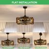 21' Modern Farmhouse Ceiling Fan with LED Lights, Vintage style Caged  Chandelier Fan Light