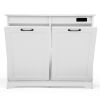 13 Gallon Kitchen Trash Can, Laundry Hamper Cabinet with Handles and Deodorizer Device, White