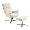 Comfortable Swivel Accent Chair with Ottoman Beige Chenille Upholstery Silver Finish Metal Base Stylish Furniture 1pc