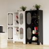 Metal Storage Cabinet, Bathroom Storage Cabinet with Doors and Shelves, Office Storage Cabinet with Lock, Black Garage Cabinets, 3 Adjustable Shelves,