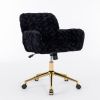 A&A Furniture Office Chair,Artificial rabbit hair Home Office Chair with Golden Metal Base,Adjustable Desk Chair Swivel Office Chair