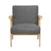 Modern Home Furniture Dark Gray Fabric Upholstery 1pc Accent Chair Solid Rubberwood Natural Finish Contemporary Cushion Seat
