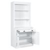 83.4"Tall Bookshelf with LED Lighting, Modern Bookcase with 2 Doors and 1 Drawer,Storage Bookcase with Open Shelves for Living Room,Home Office,White