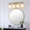 4-Light Golden Bathroom Vanity Light Fixture, Frosted Glass Shades, Modern Wall Mounted Lighting (No Bulbs)