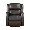 Modern Living Room Furniture 1pc Power Reclining Chair Brown Faux Leather Upholstery Plush Seating Solid Wood Frame