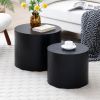Round Coffee Table Set of 2, Nesting Coffee Tables for MDF with veneer .for living room,office,bedroom,Natural, 4Colors BLACK
