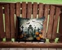 Graveyard Spooky Halloween Throw Pillow Machine Washable, Indoor Outdoor Decorative Pillow for Couch, Bed or Patio, 14Hx14W