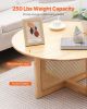 VEVOR Rattan Coffee Table Round Wood Coffee Table Single Tier for Living Room