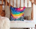 Colorful Daisies Throw Pillow Machine Washable, Indoor Outdoor Decorative Pillow for Couch, Bed or Patio, 14Hx14W