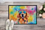 NEW Golden Retriever Hippie Dawg Doormat Front Door Mat Indoor Outdoor Rugs for Entryway, Non Slip Washable Low Pile, 18H X 27W