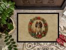 NEW English Toy Spaniel Christmas Flowers Doormat Front Door Mat Indoor Outdoor Rugs for Entryway, Non Slip Washable Low Pile, 18H X 27W