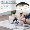 19.7-inch Black LED Ceiling Fan Light – Dimmable and Adjustable Color Temperature, APP & Remote Control, Modern Smart Ceiling Fan for Living Room