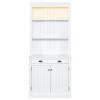 83.4"Tall Bookshelf with LED Lighting, Modern Bookcase with 2 Doors and 1 Drawer,Storage Bookcase with Open Shelves for Living Room,Home Office,White