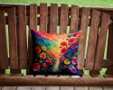 Colorful Begonias Throw Pillow Machine Washable, Indoor Outdoor Decorative Pillow for Couch, Bed or Patio, 14Hx14W
