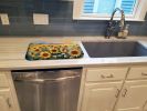 Sunflowers in Watercolor Dish Drying Mat Absorbent Dish Drying Mat Pad for Kitchen Counter Dish Drainer Mat for Countertop, 14 x 21", Multicolor