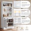 83.4"Tall Bookshelf with LED Lighting, Modern Bookcase with 2 Doors and 1 Drawer,Storage Bookcase with Open Shelves for Living Room,Home Office,White