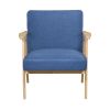 Modern Home Furniture Blue Fabric Upholstery 1pc Accent Chair Solid Rubberwood Natural Finish Contemporary Cushion Seat