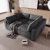 U-style Upholstered Modular Sofa with with Storage Space, USB Charge Ports,Wireless Charging and Built-in Bluetooth Speaker in Arm