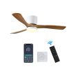 42 inch Wood Ceiling Fans with Lights and Remote, Modern Flush Mount Low Profile Ceiling Fan with Light, 6 Speed, Reversible DC Motor