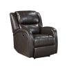 Modern Living Room Furniture 1pc Power Reclining Chair Brown Faux Leather Upholstery Plush Seating Solid Wood Frame