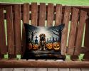 Bloodhound Spooky Halloween Throw Pillow Machine Washable, Indoor Outdoor Decorative Pillow for Couch, Bed or Patio, 14Hx14W