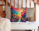 Colorful Begonias Throw Pillow Machine Washable, Indoor Outdoor Decorative Pillow for Couch, Bed or Patio, 14Hx14W