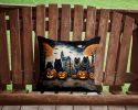 Keeshond Spooky Halloween Throw Pillow Machine Washable, Indoor Outdoor Decorative Pillow for Couch, Bed or Patio, 14Hx14W
