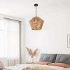 Boho Hemp Rope Pendant Light, Handcrafted Farmhouse Hanging Light Fixture for Kitchen Island, Dining Room, or Bedroom, Natural Finish