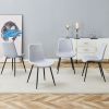 Comfortable Linen-Cotton Dining Chair Set - Four Pieces in Light Gray.Integrated Seat and Backrest,Linen-Cotton Material