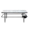 3pc Stylish Occasional Table Set White Marble Print Tempered Glass Top Coffee Table and End Tables Modern Home Furniture