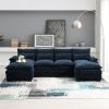 110*55" Modern Modular U-shaped Sectional Sofa with Waist Pillows,6 Seat Upholstered Symmetrical Indoor Furniture
