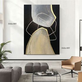 Handmade Hand Painted Oil Painting Wall Modern Abstract Oversize Abstract Paintings On Canvas Black And White Wall Art Set Acrylic Painting Hotel The (size: 50X70cm)
