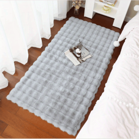 1pc Soft Plush Shaggy Area Rugs, Fluffy Bubble Velvet Floor Carpet For Bedroom Living Room, Bedside Rugs, Non-Slip Washable Carpet, (Color: Grey, size: 35.4*59.1 inch)