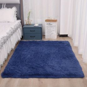1pc, Soft Plush Area Rugs for Bedroom and Living Room - Fluffy and Fuzzy Shag Shaggy Carpet - Perfect for Kids, Girls, Boys (Color: Dark blue, size: 47.24*62.99inch)