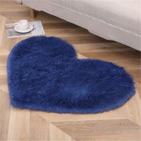 1pc, Plush Heart Shape Rug for Valentine's Day, Wedding Anniversary, and Home Decor - Soft PV Velvet Carpet for Living Room, Bedroom, and Bathroom (Color: Dark blue, size: 27.56*31.5inch)