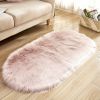 1pc Super Soft Area Rug, Plush Fluffy Faux Sheepskin Oval Floor Mat For Living Room Bedroom, Machine Washable Bedside Rugs