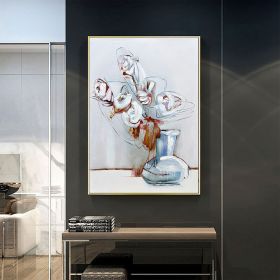 Hand Painted Oil Painting Abstract White Flowers Oil Painting Large Original Floral Canvas Wall Art Modern Living Room Flower Painting Bedroom Decor (Style: 1, size: 50X70cm)