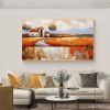 Hand Painted Oil Painting Abstract Village Oil Painting on Canvas Large Wall Art Original Minimalist Orange Landscape Art Custom Painting Boho Living