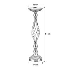 Gold/Silver Wedding Candle Holders Decor Table Centerpiece Pillar Flower Vase Rack Stand Road Lead Floral Bouquet Party Supplies (Ships From: China, Color: Silver Middle)