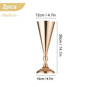 1/2Pcs Metal Candle Holders Flower Vase Centerpiece for Table Decor Candlestick Flower Pillar Road Lead Candelabra Wedding Party (Ships From: CN, Color: 2Pcs-Medium)
