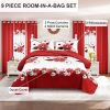 9 Piece Soft All-Season Washed Microfiber Cover Set , Queen/King Bedding Set With Zipper Closure, Sheet, Pillowcases,Shams & curtains, Print