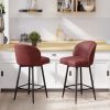 Counter Height Barstool Set of 2, 360° Swivel Upholstered Barstool with Backrest and Metal Feet, 27' Seat Height, PU Leather