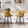 Counter Height Barstool Set of 2, 360° Swivel Upholstered Barstool with Backrest and Metal Feet, 27' Seat Height, PU Leather