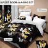 9 Piece Soft All-Season Washed Microfiber Cover Set , Twin/Queen/King/Calking Bedding Set With Pillowcases,Bedspread Print Curtains & Solid Curtains