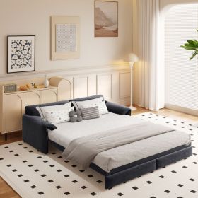 66" Queen Pull Out Sofa Bed, 3-in-1 Convertible Sleeper Sofa with Side Storage,Multi-Functional Velvet Loveseat Bed for Living Room,Bedroom,Apartment (Color: as Pic)