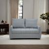 57.48" Big Size Sofa Bed Line Fabric Futon Couch with Adjustable Backrest, Modern Loveseat Sofa Sleeper for Living Room