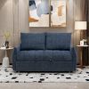 57.48" Big Size Sofa Bed Line Fabric Futon Couch with Adjustable Backrest, Modern Loveseat Sofa Sleeper for Living Room