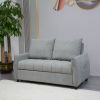 57.48" Big Size Sofa Bed Line Fabric Futon Couch with Adjustable Backrest, Modern Loveseat Sofa Sleeper for Living Room